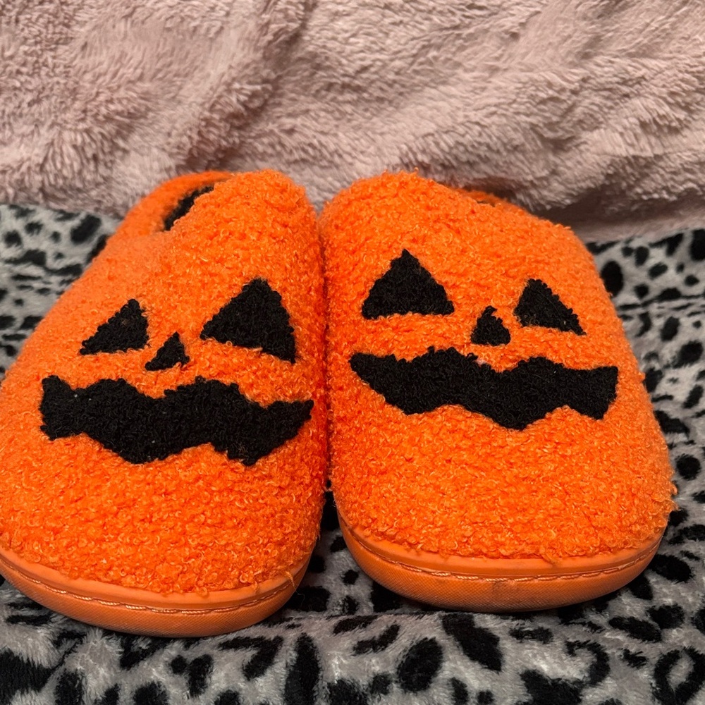 Orange Pumpkin Halloween slippers